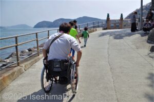 舗装されているがやや傾斜がある東参道