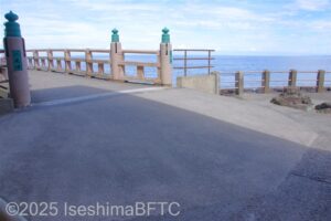 東参道途中の橋の前後にある傾斜