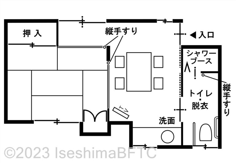 特別室「かぐら（ユニバーサルデザインルーム）」平面図