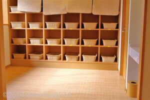 庭園露天風呂の脱衣所のようす。