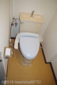客室のトイレのようす。温水洗浄便座あり。手すりなどはない。