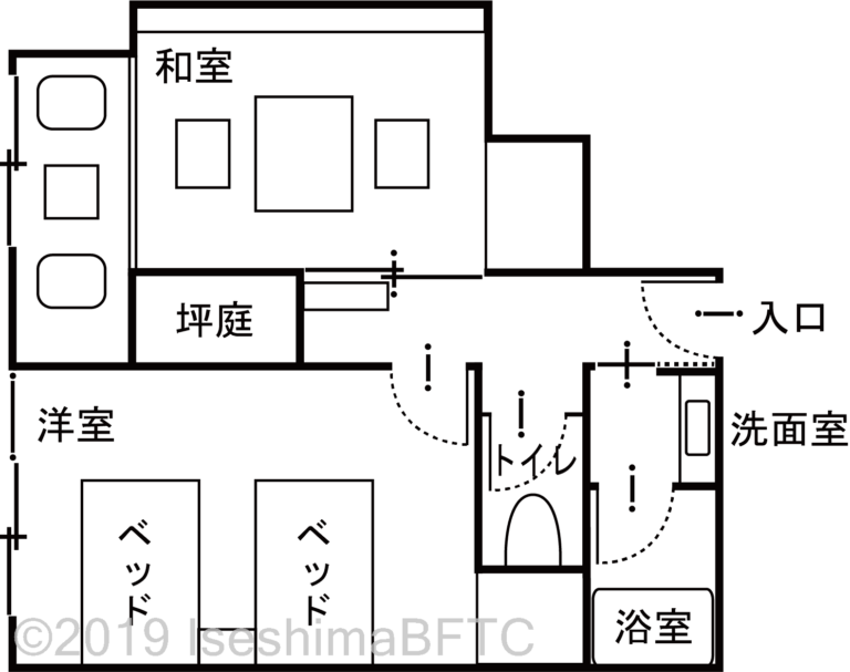 5階　坪庭付き特別室（和洋室）平面図