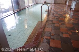 嬉春亭男性用大浴場　浴槽の手すりと中段
