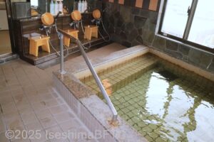 女性用大浴場　洗い場と、浴槽の中段・手すり